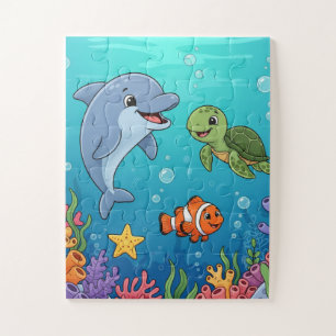 Under the Sea Animals Kids Puzzle Dolphin Turtle