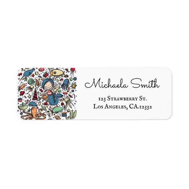 Under The Sea Animals Mermaid Return Address (Front)