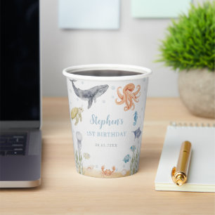 Under The Sea Animals Ocean 1st Birthday Paper Cups