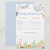 Under the sea animals ocean Baby  predictions card