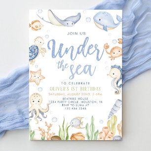 Under the sea animals ocean Birthday  Invitation