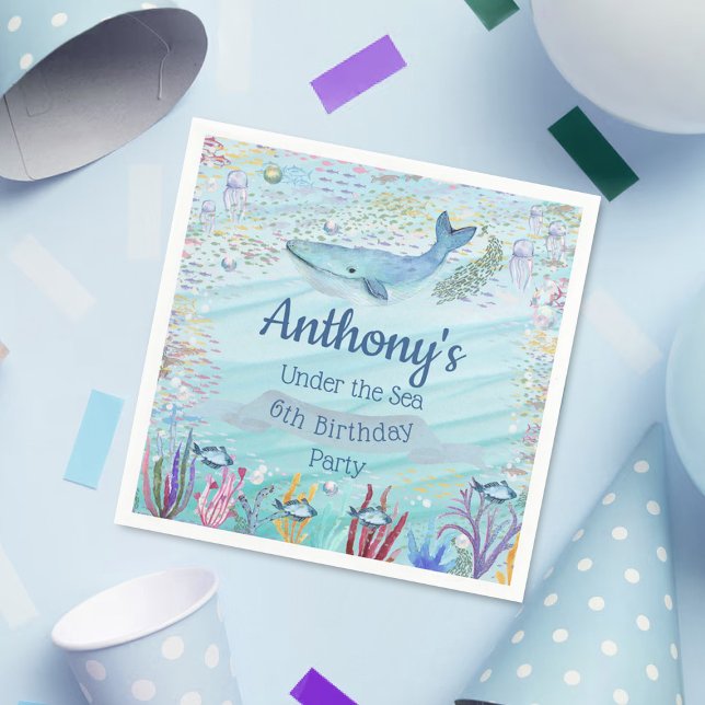 Under The Sea Any Age Birthday Napkin (Creator Uploaded)