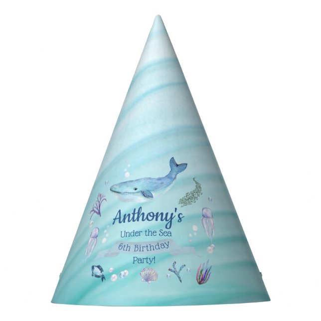 Under The Sea Any Age Birthday Party Hat (Front)