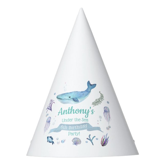 Under The Sea Any Age Birthday Party Hat (Front)
