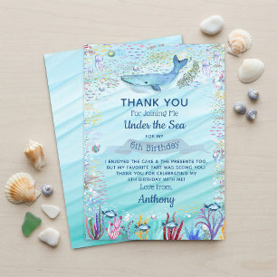 Under The Sea Any Age Birthday Thank You Card