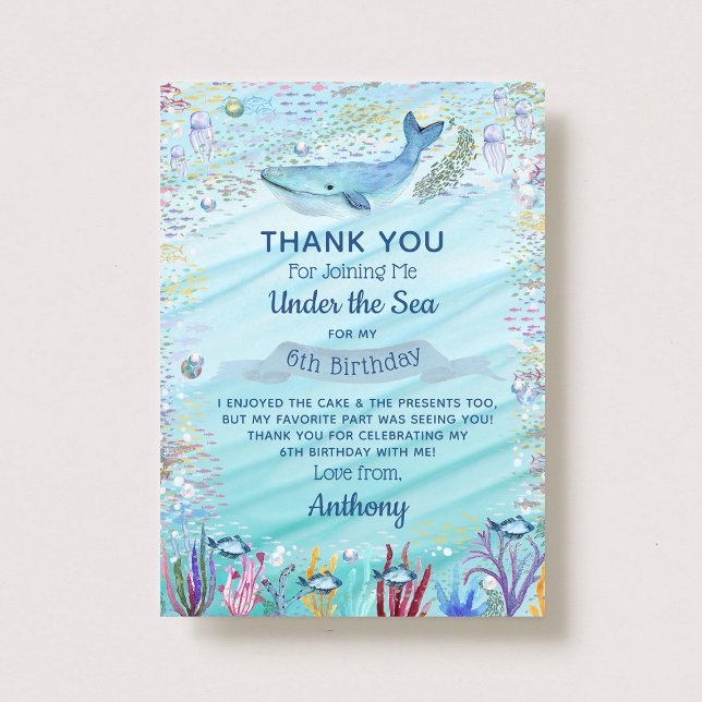 Under The Sea Any Age Birthday Thank You Card (Creator Uploaded)