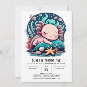 Under the Sea Axolotl Party Birthday Invitation