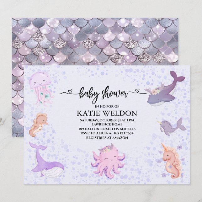 Under the Sea Baby animals Baby Shower Invitation (Front/Back)