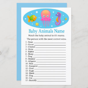 Under the sea Baby Animals Name Game