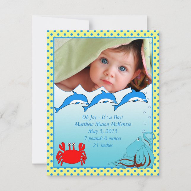 Under the Sea Baby Boy Announcement (Front)