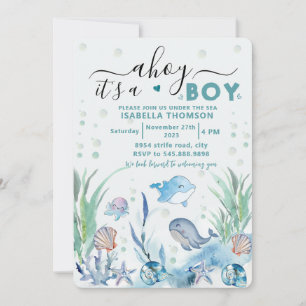 under the sea baby boy shower invitations