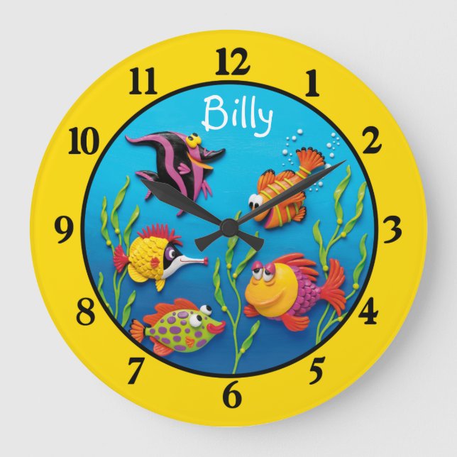 Under the Sea Baby Boys Room Nursery Large Clock (Front)