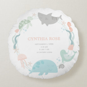 Under The Sea Baby Girl Keepsake Nursery Round Cushion