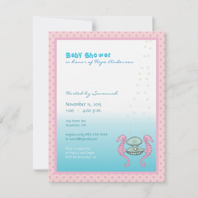 Under the Sea Baby Girl Shower Announcement Light (Front)