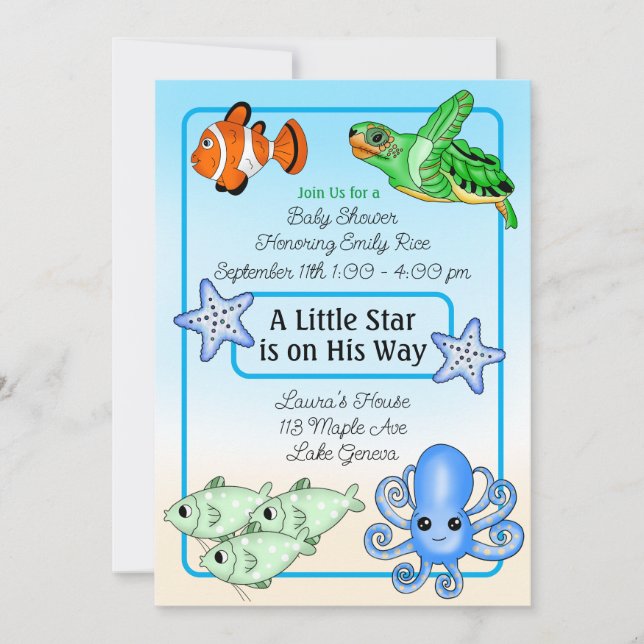 Under the Sea | Baby Sea Creatures Baby Shower Invitation (Front)