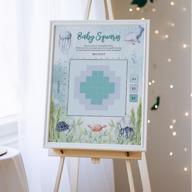 Under The Sea Baby Shower Betting Squares Sign (Creator Uploaded)