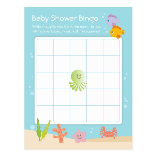 Under the Sea Baby Shower Bingo Game Card