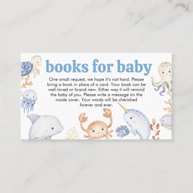 Under the Sea Baby Shower Books for Baby Business Card (Front)