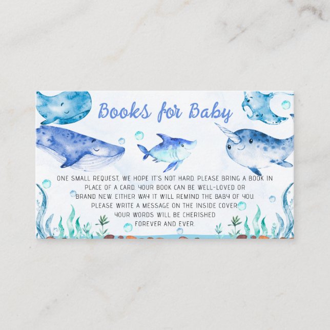 Under the Sea Baby Shower Books for Baby Business Card (Front)