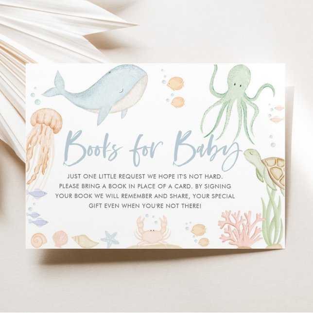 Under The Sea Baby Shower Books For Baby Card  (Under The Sea Baby Shower | Books For Baby Enclosure Card)