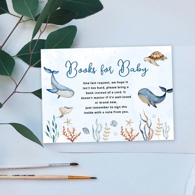 Under the sea Baby Shower Books for baby Enclosure Card (Creator Uploaded)