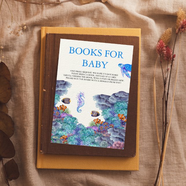 Under the Sea Baby Shower Books For Baby Enclosure Card (Creator Uploaded)
