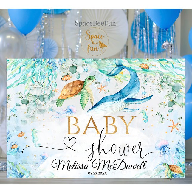 Under the sea Baby Shower Boy Backdrop Banner  (Under the sea,Baby Shower Boy,Backdrop Banner,ocean sea baby shower,under the sea baby shower,Welcom)