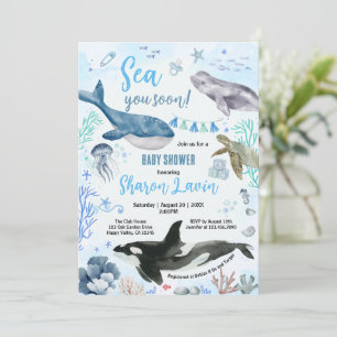 Under The Sea Baby Shower Boy Blue Invitation