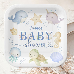 Under The Sea Baby Shower Boy Ocean Paper Plate