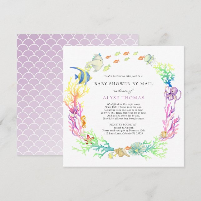 Under The Sea Baby Shower By Mail Invitation (Front/Back)