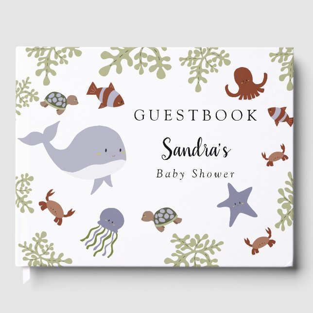Under the Sea Baby Shower Cute Custom  Guest Book (Front)