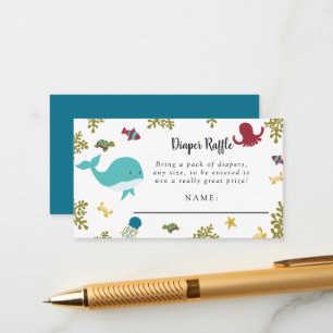 Under the Sea Baby Shower Cute Diaper Raffle Encl Enclosure Card