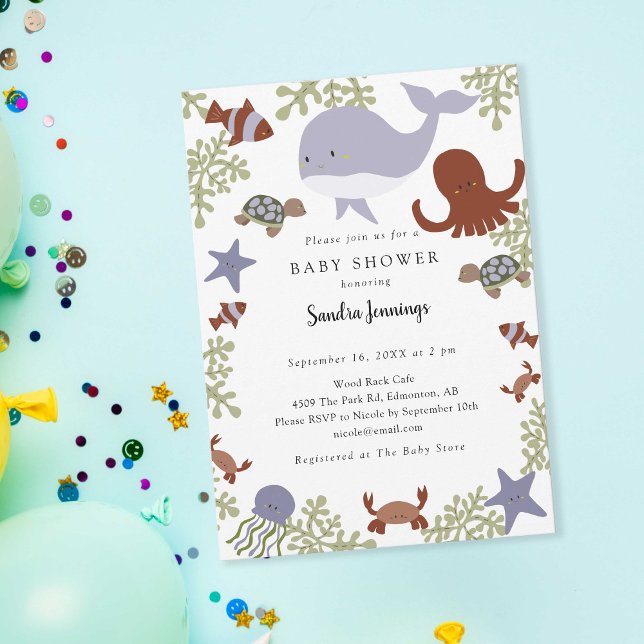 Under the Sea Baby Shower Cute Neutral  Invitation (Creator Uploaded)