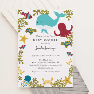 Under the Sea Baby Shower Cute Neutral   Invitation