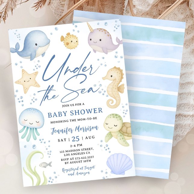 Under The Sea Baby Shower Cute Ocean Invitation (Creator Uploaded)