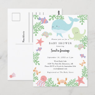Under the Sea Baby Shower Cute Pastel Kawaii Postcard