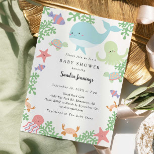 Under the Sea Baby Shower Cute Pastel Neutral  Invitation
