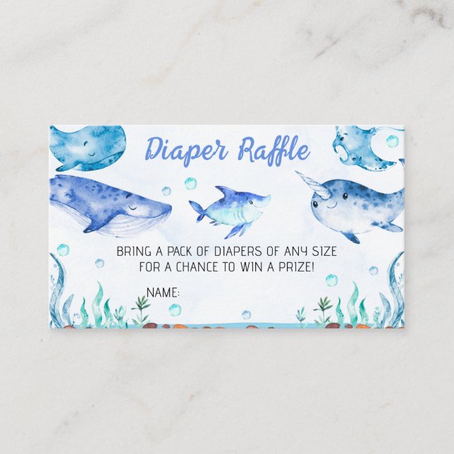 Under the Sea Baby Shower Diaper Raffle Business Card (Front)