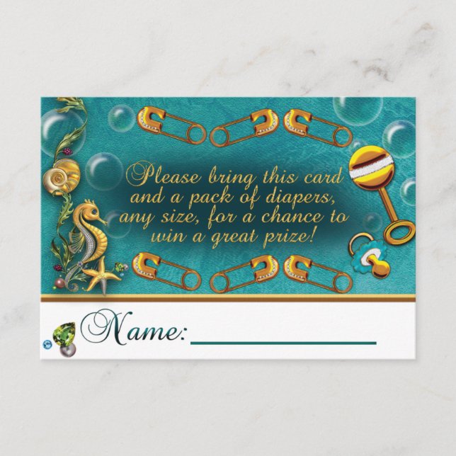Under the Sea Baby Shower Diaper Raffle Cards (Front)