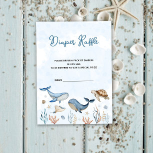 Under the sea Baby Shower Diaper Raffle Enclosure Card
