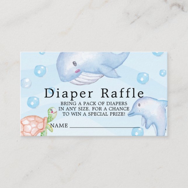 Under the Sea Baby Shower Diaper Raffle Ticket Enclosure Card (Front)