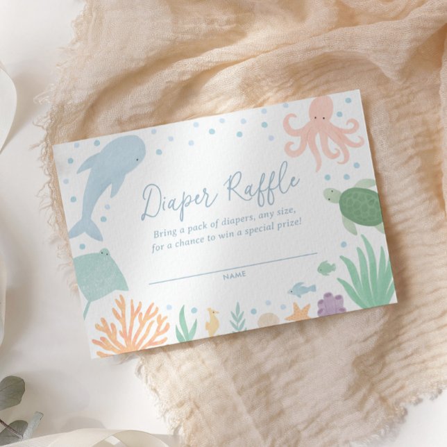 Under the Sea Baby Shower Diaper Raffle Ticket Enclosure Card (Creator Uploaded)