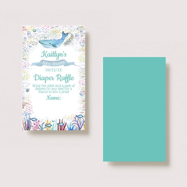 Under The Sea Baby Shower Diaper Raffle Ticket Enclosure Card (Creator Uploaded)
