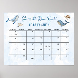 Under the Sea Baby Shower Due Date Poster