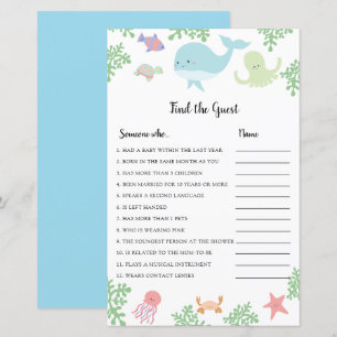 Under the Sea Baby Shower Find the Guest Game