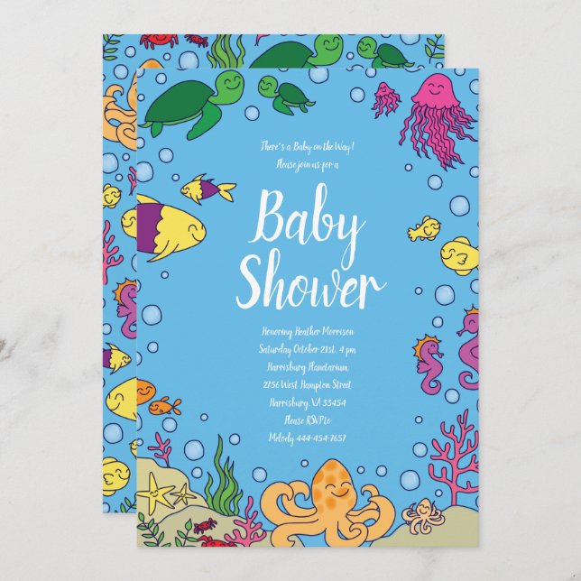 Under the Sea Baby Shower Fish Ocean Invitation (Front/Back)