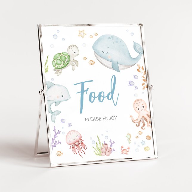 Under The Sea Baby Shower Food Poster (Sea Creatures Ocean Baby Shower Food Sign)