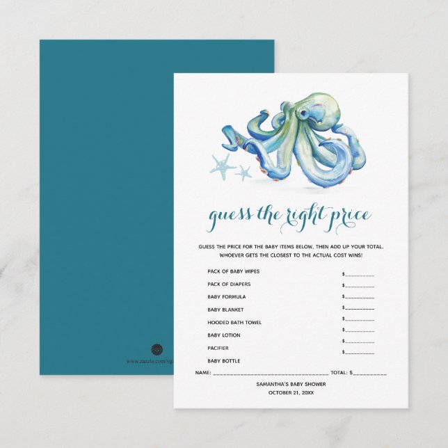 Under the Sea Baby Shower Games Invitation (Front/Back)