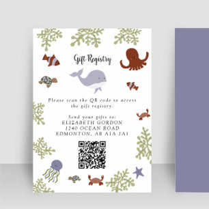 Under the Sea Baby Shower Gift Registry QR Code Enclosure Card