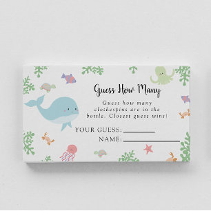 Under the Sea Baby Shower Guess How Many Game Card